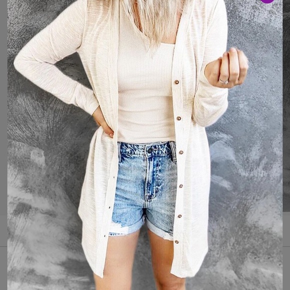 NWT White button front longline cardigan - Picture 2 of 2